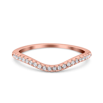 14K Rose Gold Contour Curved Half Eternity Band Ring Round Simulated Cubic Zirconia Size-7